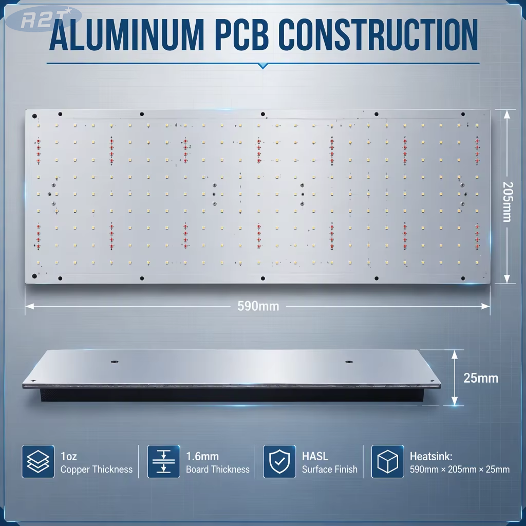 Placa cuántica LED de espectro completo de 324 LED de alta eficiencia, conjunto de PCB PCBA, motor de luz de crecimiento (3000K/4000K/5000K + 660nm/730nm)