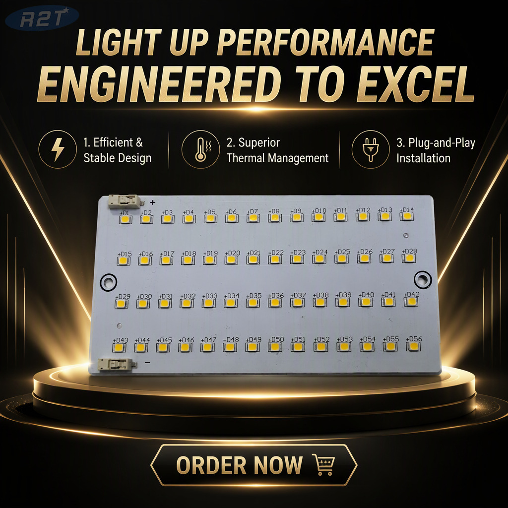 56-SMD2835 Placa de aluminio LED de alto voltaje (75-90V200mA) Soluciones PCBA personalizadas - R2T Industria