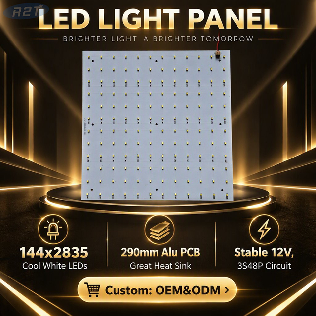 Módulo PCBA blanco frío de 144 LED 2835, tablero de luz LED de 290x290 mm 12 V para publicidad e iluminación