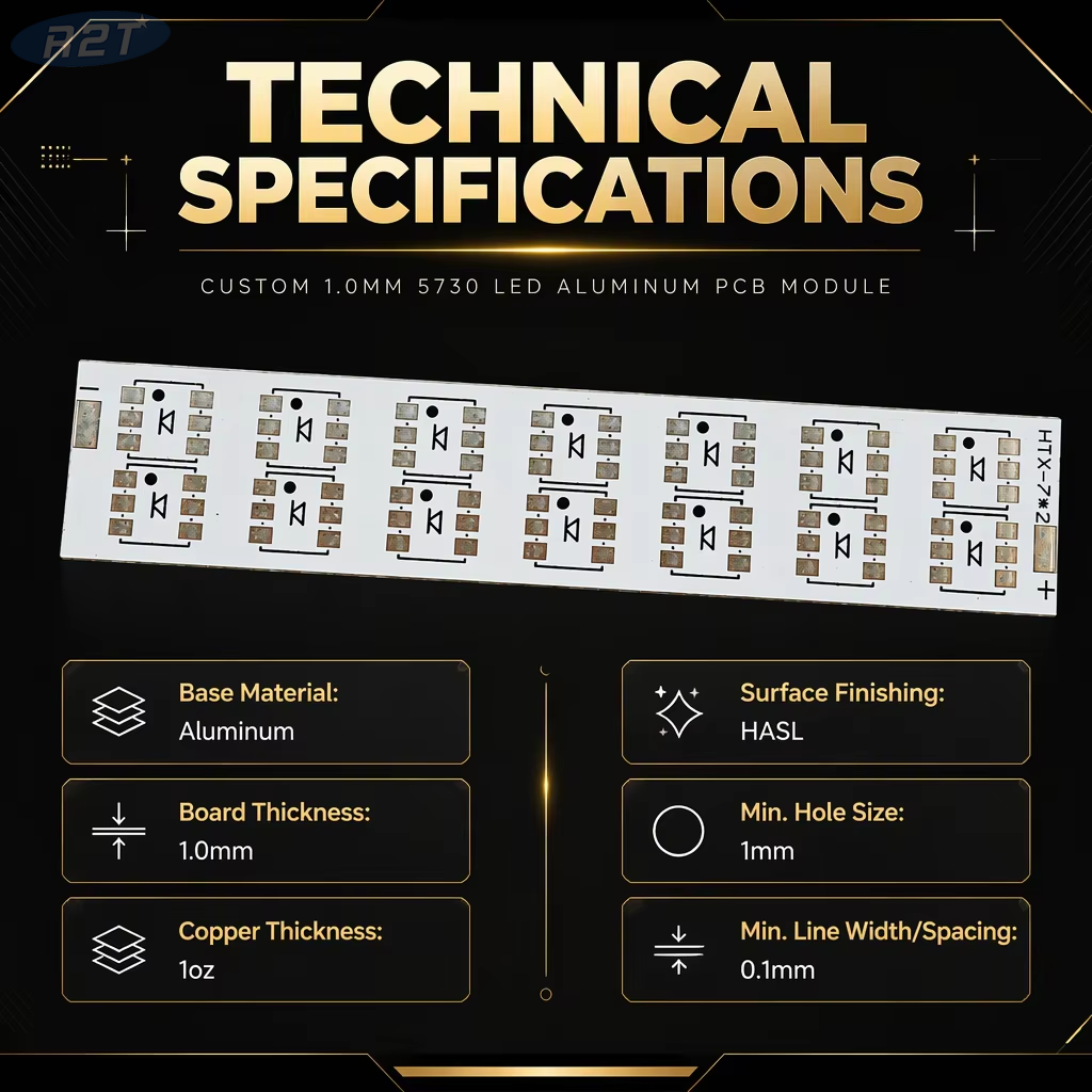 Módulo PCB de aluminio LED 5730 de 1,0 mm - Tablero desnudo personalizado 10S6P